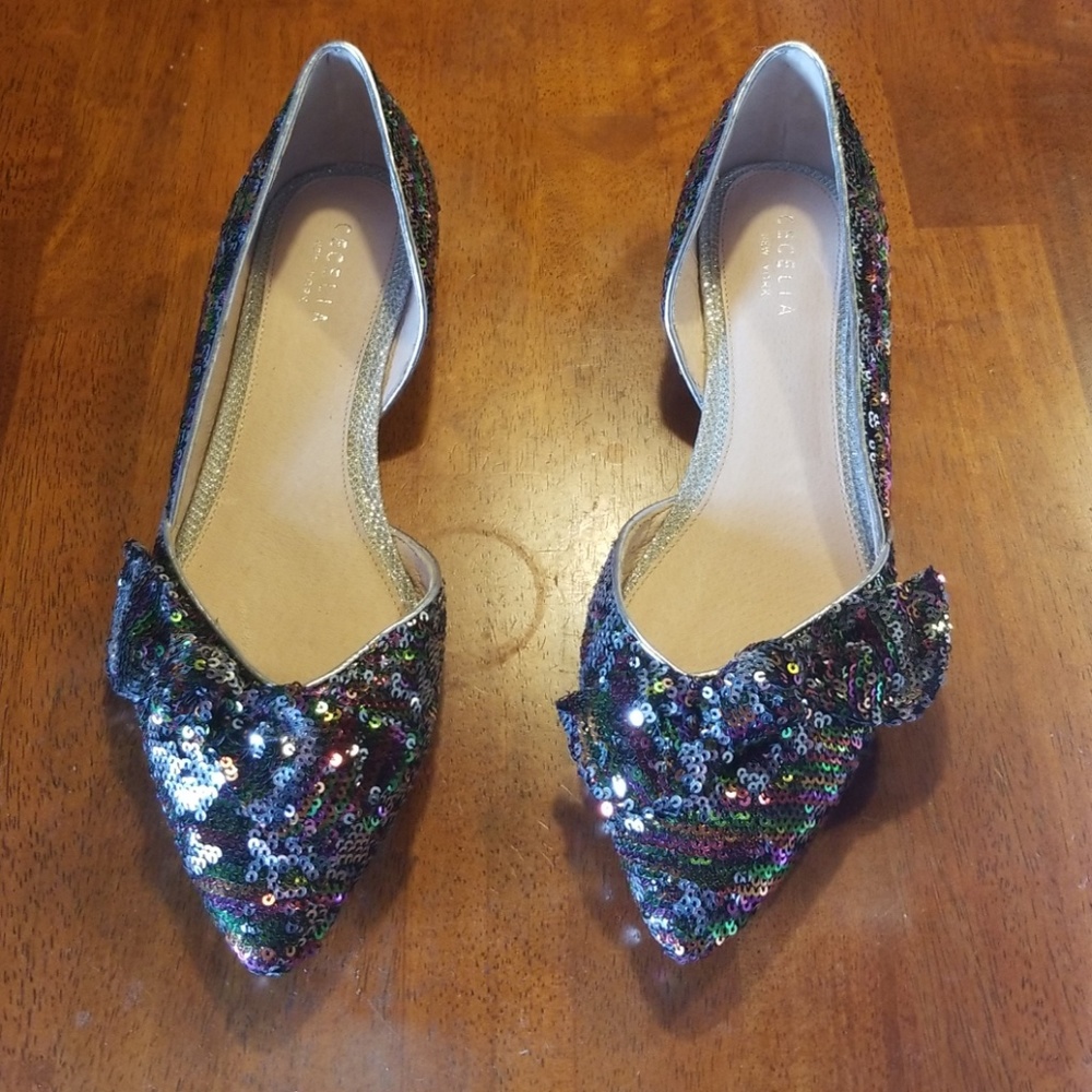 Cecelia NY Pointed Toe Embellished Knotted Flatd